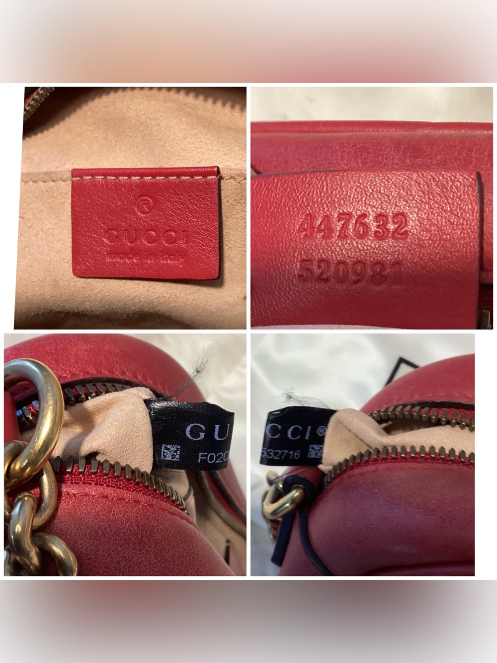 Gucci Red GG Marmont Chevron Crossbody Bag with Gold Hardware - Picture 8 of 13